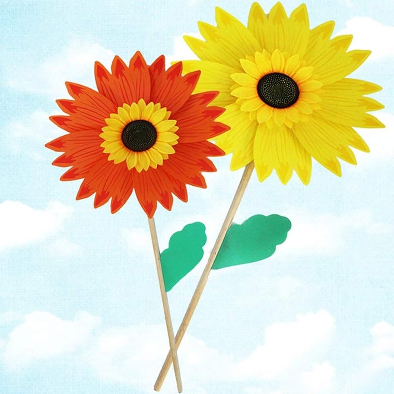 حديقة طاحونة هواء دوار الشمس الصفراء حفلة خارجية ديكور ساحة خارجية سهلة التركيب هدية - Image 2